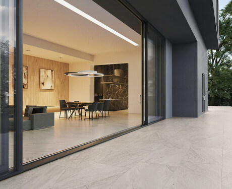 Glazed porcelain floor tile, 120x280 cm, stone gray, matte, A4H1129 Agathos Grey