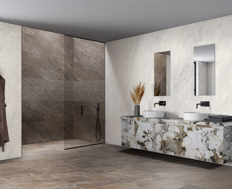 Glazed porcelain floor tile, 120x280 cm, brown stone, matte finish, A4H1133 Agathos Multicolor
