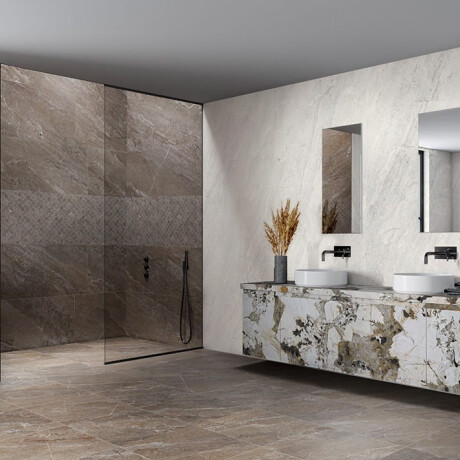 Glazed porcelain floor tile, 60x120 cm, brown stone, matte finish, A4H1135 Agathos Multicolor #6