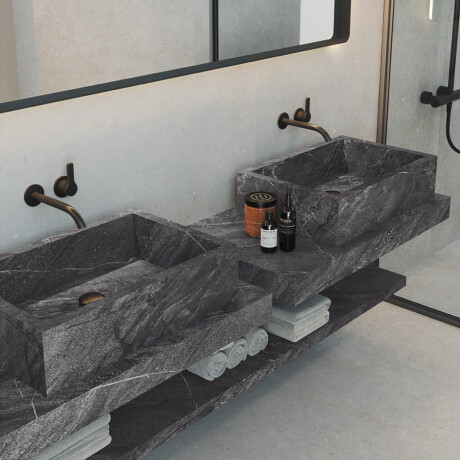Glazed porcelain floor tile, 60x120 cm, anthracite stone, matte finish, A4H1139 Agathos Anthracite #7