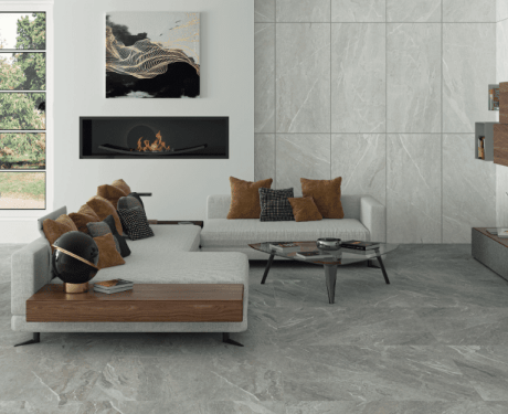 Glazed Porcelain Floor Tile, 60x120 cm, Light Gray, Matte, Rectified, A4H125, Materia Pearl