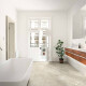 60x120 light gray floor tiles with a warm beige hue and a vein, matte finish, A4H140 Ermetica Bianco #1