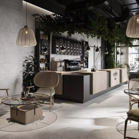 60x120 light gray floor tiles with a warm beige hue and a vein, matte finish, A4H140 Ermetica Bianco #3
