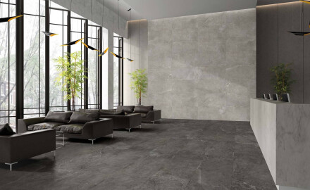 60x120 cm dark gray floor tile with light veins, matte finish, A4H141 Ermetica Lavagna
