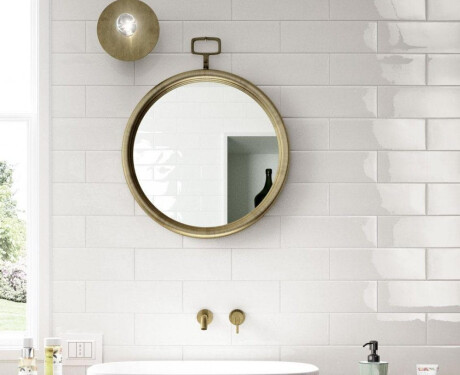10x30 White Glossy Flat Wall Tile A4H17 Blanco Brillo