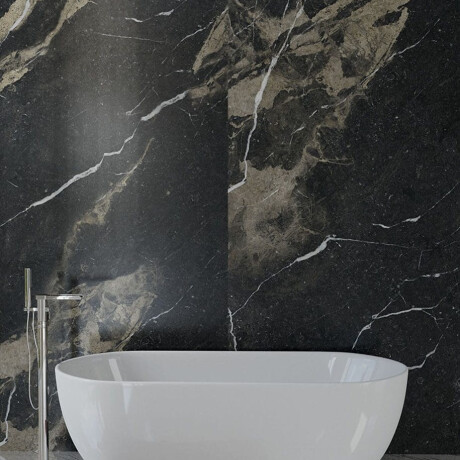 Large-format 120x270 cm matte black porcelain tile with gold veins, rectified, A4H196 Pierre Black #2