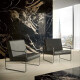 Pierre Black Glazed Porcelain Floor Tile, 120x120 cm, glossy black with gold veins, rectified, A4H197 #2