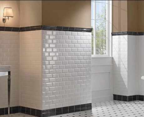 10x20 White Glossy Beveled Ceramic Wall Tile, A4H22 Blanco Brillo