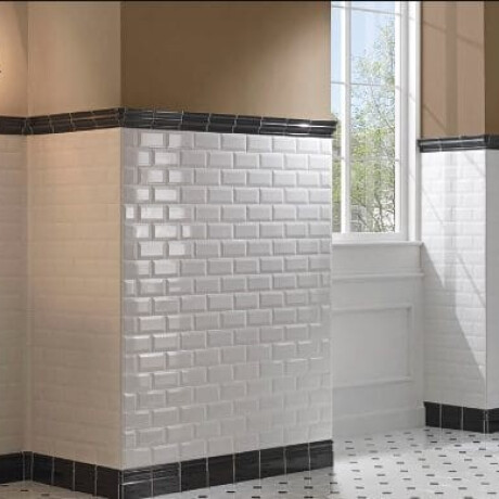 10x20 White Glossy Beveled Ceramic Wall Tile, A4H22 Blanco Brillo #1