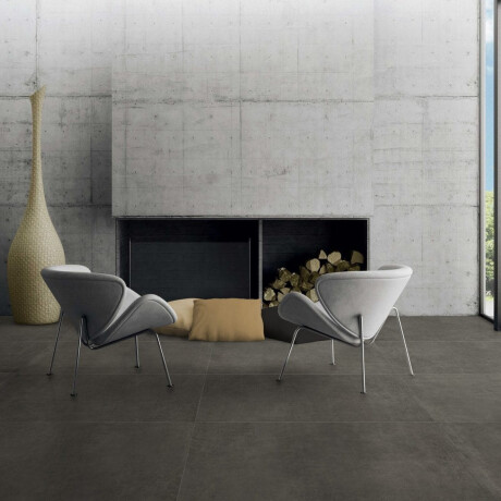 Glazed porcelain floor tile, 60x120 cm, dark gray concrete, matte, rectified, A4H327 Massive Dimgray #1