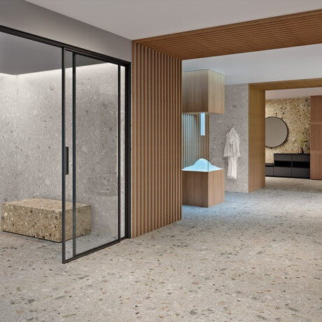 Glazed porcelain floor tile, 120x120 cm, beige terrazzo, matte finish, rectified, A4H407 Ceppo Di Gre Warm #5