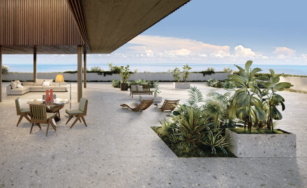 Glazed porcelain floor tile, 120x280 cm, matte terrazzo gray, rectified, A4H416 Ceppo Di Gre Multi