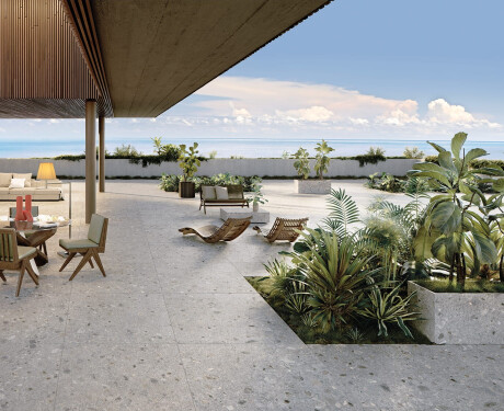Glazed porcelain floor tile, 120x280 cm, matte terrazzo gray, rectified, A4H416 Ceppo Di Gre Multi