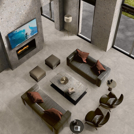 Glazed porcelain floor tile, 60x120 cm, light gray, matte, rectified, A4H418, Ceppo Di Gre Multi Terrazzo #17