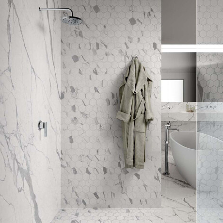 Large-format 120x270 cm glossy porcelain tile with gray veining, rectified, A4H451 Statuario Superiore #2