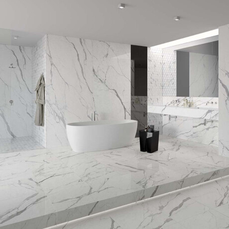 Large-format 120x270 cm glossy porcelain tile with gray veining, rectified, A4H451 Statuario Superiore #3