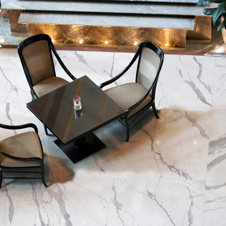 Glazed porcelain floor tile, 120x120 cm, matte finish with gray veining, rectified, A4H455 Statuario Superiore #1