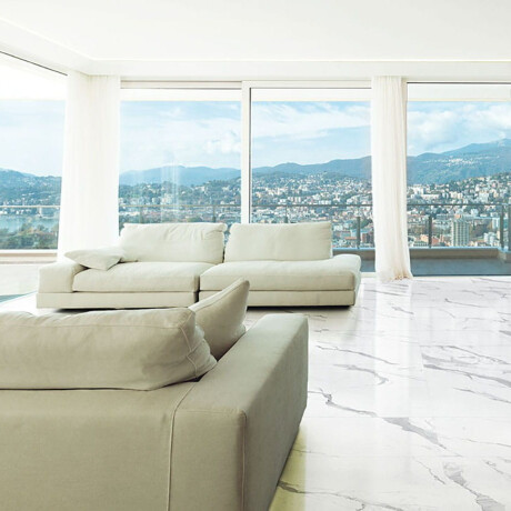 Glazed porcelain floor tile, 120x120 cm, matte finish with gray veining, rectified, A4H455 Statuario Superiore #2