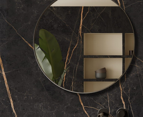 120x120 Floor Porcelain Tile, Marble with Gold Veins, Glossy Finish, A4H475 Sant Loreno
