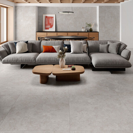 100x100 floor tiles, cross-cut travertine, matte finish, gray A4H497 Chrono Grey #1