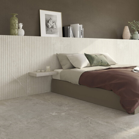 Grooved porcelain floor tiles, 60x120, light gray, matte, A4H510 Rigat-One Ermetica Bianco #1