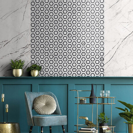 Large-format porcelain tile, 120x280, white marble with black veins, glossy finish, A4H679 Markina White #6
