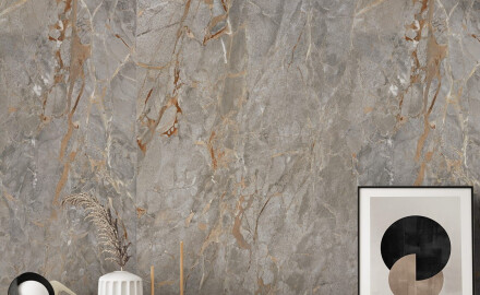 Large-format 120x280 porcelain tile, gray marble with gold veins, glossy finish, A4H721 Sarankolin