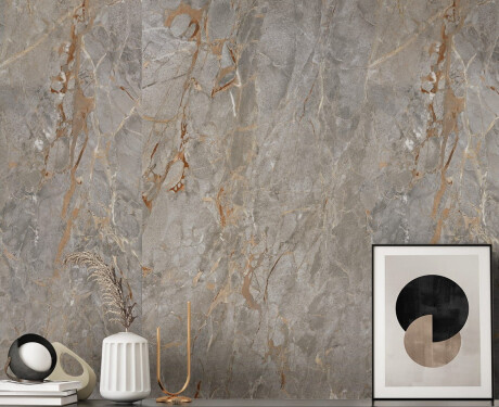 Large-format 120x280 porcelain tile, gray marble with gold veins, glossy finish, A4H721 Sarankolin