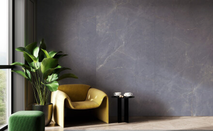 Large-format 120x280 marble-effect porcelain tile with veining, glossy finish, A4H808 Omani Cool