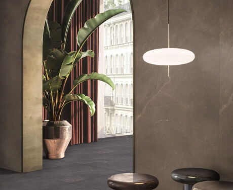 Large-format 120x280 marble-effect porcelain tile with veining, glossy finish, A4H824 Omani Oud