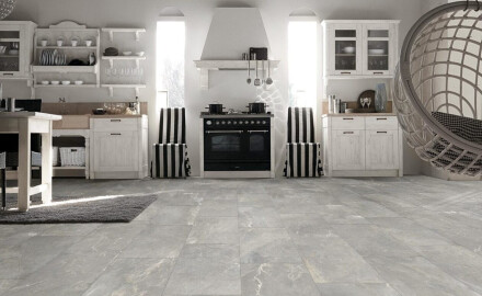 Glazed Porcelain Floor Tile, 60x120 cm, Matte Gray, Rectified, A4H84 Iroc Greige