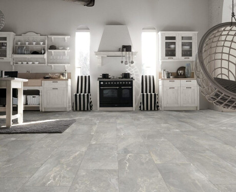 Glazed Porcelain Floor Tile, 60x120 cm, Matte Gray, Rectified, A4H84 Iroc Greige
