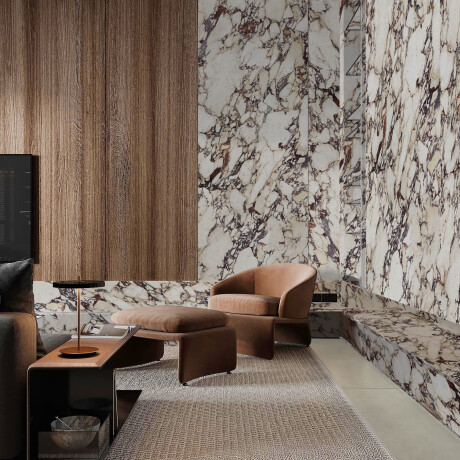 Large-format 120x280 porcelain tile, marble with purple veins, glossy finish, A4H840 Calakatta Wiola #1