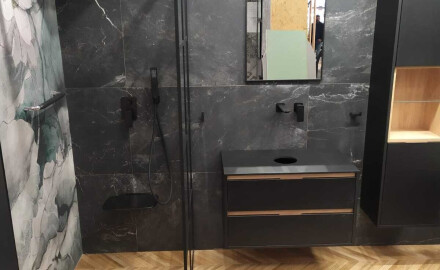 Glazed Porcelain Tile for Floors, 60x120 cm, Matte Black, Rectified, A4H85 Iroc Black