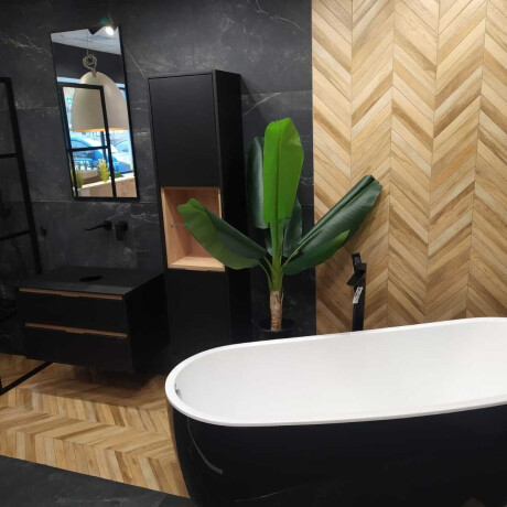 Glazed Porcelain Tile for Floors, 60x120 cm, Matte Black, Rectified, A4H85 Iroc Black #4