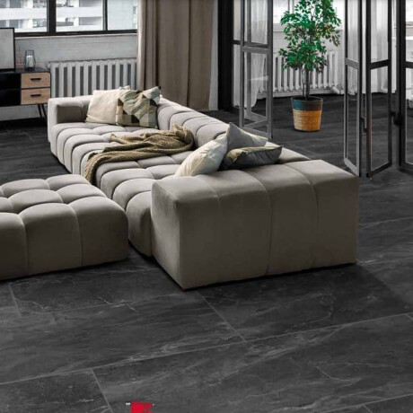 Glazed Porcelain Tile for Floors, 60x120 cm, Matte Black, Rectified, A4H85 Iroc Black #18