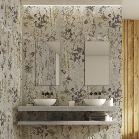 60x120 cm gray wall tile with floral patterns, matte finish, A4H919 Glame #4