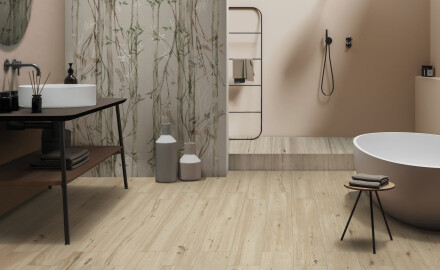60x120 cm gray wall porcelain tile with botanical patterns, matte finish, A4H920 Erbario