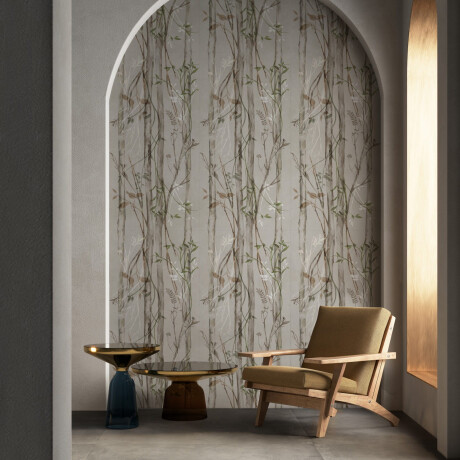 60x120 cm gray wall porcelain tile with botanical patterns, matte finish, A4H920 Erbario #2