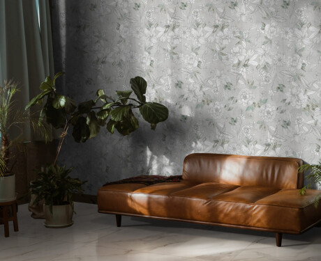 60x120 cm gray wall porcelain tile with floral patterns, matte finish, A4H923 Lirio