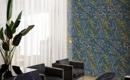 60x120 cm blue wall porcelain tile with floral patterns, matte finish, A4H924 Majorele