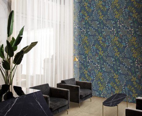60x120 cm blue wall porcelain tile with floral patterns, matte finish, A4H924 Majorele