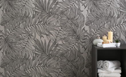 60x120 cm gray wall-mounted porcelain tile with botanical patterns, matte finish, A4H925 Panaria