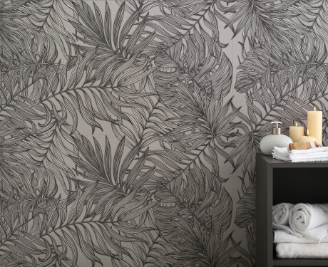 60x120 cm gray wall-mounted porcelain tile with botanical patterns, matte finish, A4H925 Panaria