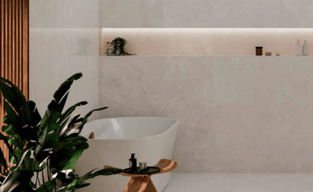 Large-format porcelain tile, 100x100, veined marble, glossy finish, A4H941 Saffire Cream