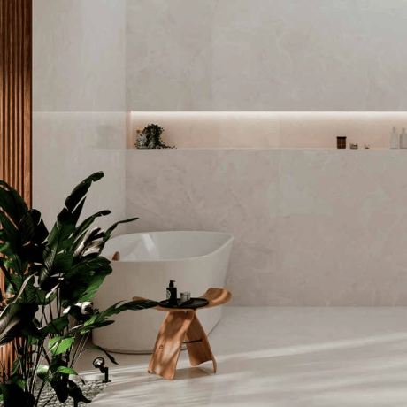 Large-format porcelain tile, 100x100, veined marble, glossy finish, A4H941 Saffire Cream #1