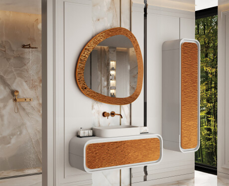 Irregular-shaped mirror with a sleek modern metal frame L290