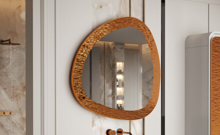 Irregular-shaped mirror with a sleek modern metal frame L290