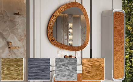 Irregular-shaped mirror with a sleek modern metal frame L290
