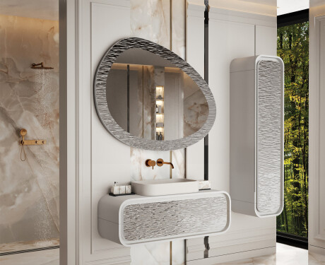 Asymmetrical bathroom mirror with a metal frame L292